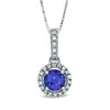 Thumbnail Image 1 of 5.5mm Tanzanite and Diamond Accent Pendant in 14K White Gold
