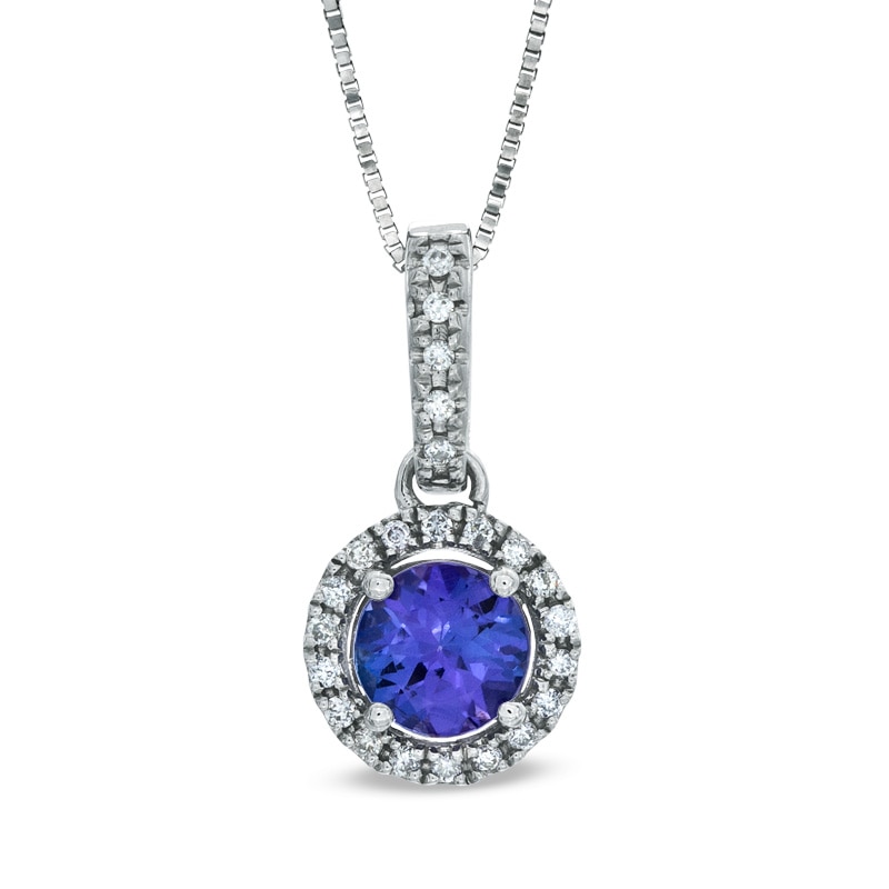 Main Image 1 of 5.5mm Tanzanite and Diamond Accent Pendant in 14K White Gold