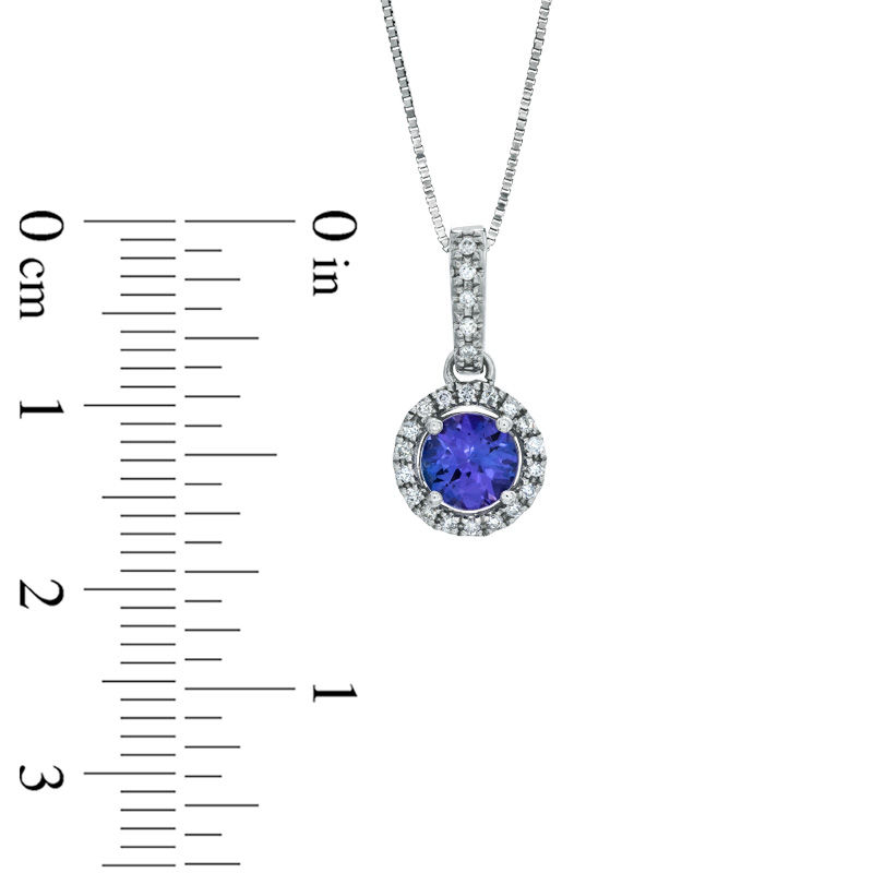 5.5mm Tanzanite and Diamond Accent Pendant in 14K White Gold