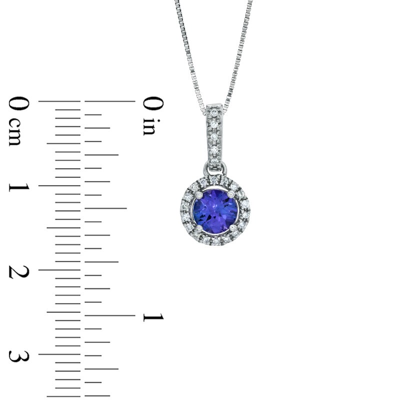 Main Image 2 of 5.5mm Tanzanite and Diamond Accent Pendant in 14K White Gold