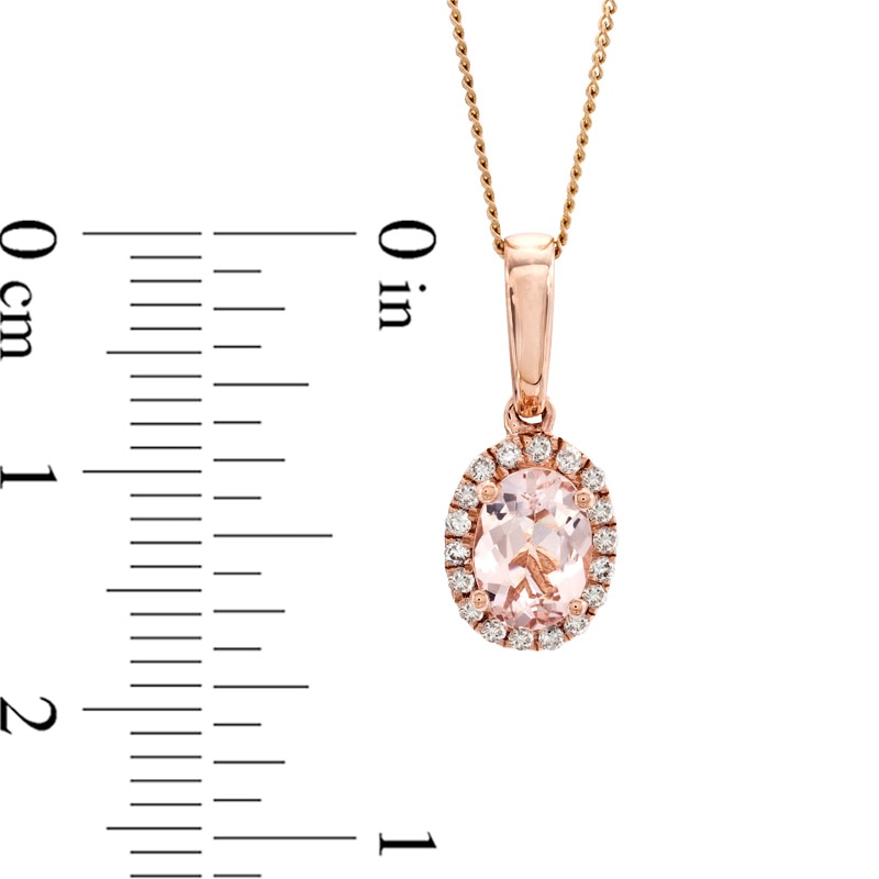 Oval Morganite and 0.09 CT. T.W. Diamond Frame Pendant in 10K Rose Gold|Peoples Jewellers