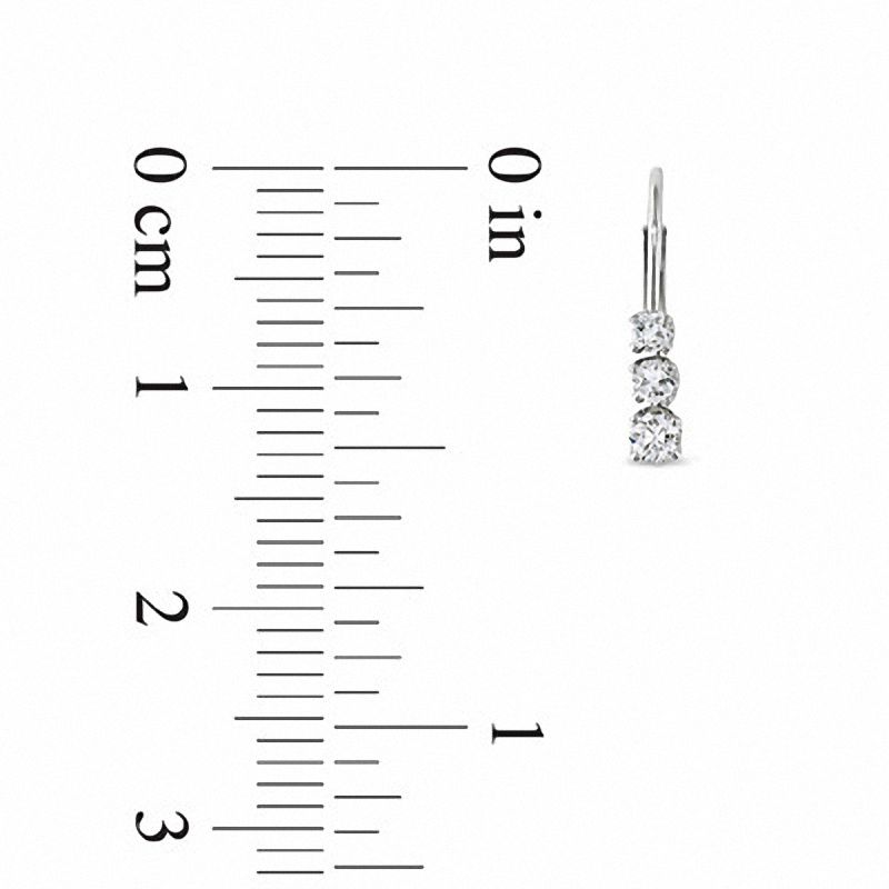 Main Image 2 of 0.24 CT. T.W. Diamond Three Stone Drop Earrings in 14K White Gold