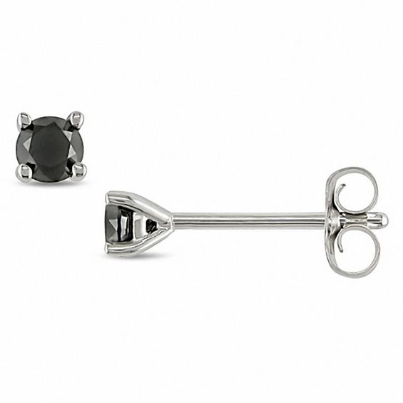 0.24 CT. T.W. Enhanced Black Diamond Solitaire Stud Earrings in 10K White Gold 0.24 CT. T.W. Enhanced Black Diamond Solitaire Stud Earrings in 10K White Gold