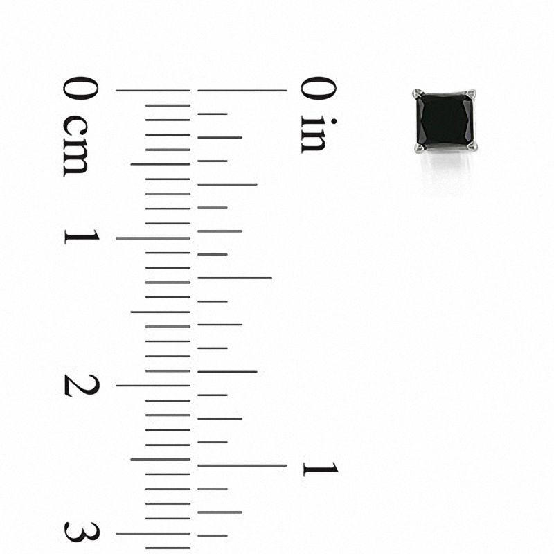 Princess cut black diamond stud earrings sales