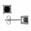 Thumbnail Image 1 of 2.00 CT. T.W. Princess-Cut Black Diamond Solitaire Stud Earrings in 10K White Gold