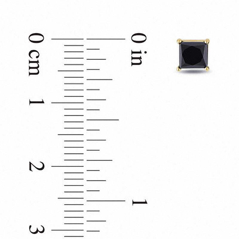1.00 CT. T.W. Princess-Cut Black Diamond Stud Earrings in 10K Gold