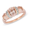 Oval Morganite and Diamond Accent Three Stone Collar Ring in 10K Rose Gold