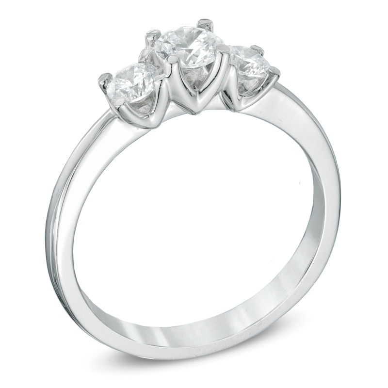Main Image 2 of 0.60 CT. T.W. Certified Canadian Diamond Three Stone Engagement Ring in 14K White Gold (I/I2)