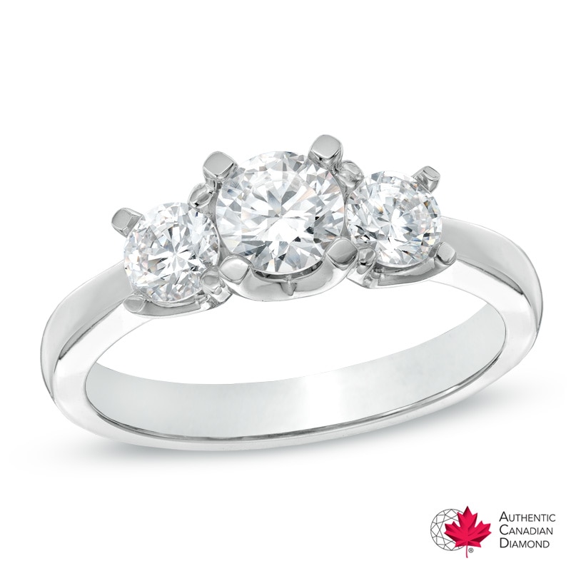 2.00 CT. T.W. Certified Canadian Diamond Three Stone Engagement Ring in 14K White Gold (I/I2)