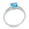 6.0mm Cushion-Cut Swiss Blue Topaz and Diamond Accent Ring in 10K White Gold