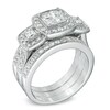 1.50 CT. T.W. Princess-Cut Quad Diamond Three Piece Bridal Set in 14K White Gold