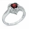 Thumbnail Image 2 of 6.0mm Heart-Shaped Garnet and Diamond Accent Ring in Sterling Silver