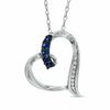 Thumbnail Image 1 of Lab-Created Blue Sapphire and Diamond Accent Looping Heart Pendant in Sterling Silver
