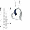 Thumbnail Image 2 of Lab-Created Blue Sapphire and Diamond Accent Looping Heart Pendant in Sterling Silver