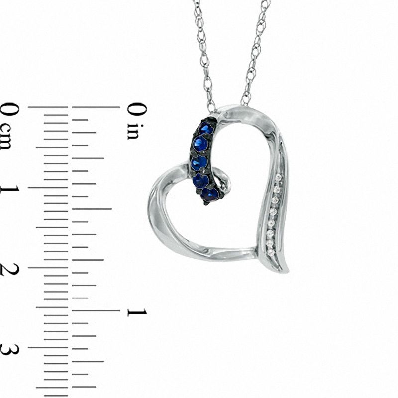 Main Image 2 of Lab-Created Blue Sapphire and Diamond Accent Looping Heart Pendant in Sterling Silver