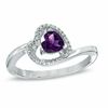 Thumbnail Image 0 of 5.0mm Sideways Heart-Shaped Amethyst and Diamond Accent Ring in Sterling Silver