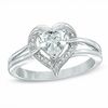 Thumbnail Image 0 of 6.0mm Heart-Shaped Lab-Created White Sapphire and Diamond Accent Ring in Sterling Silver