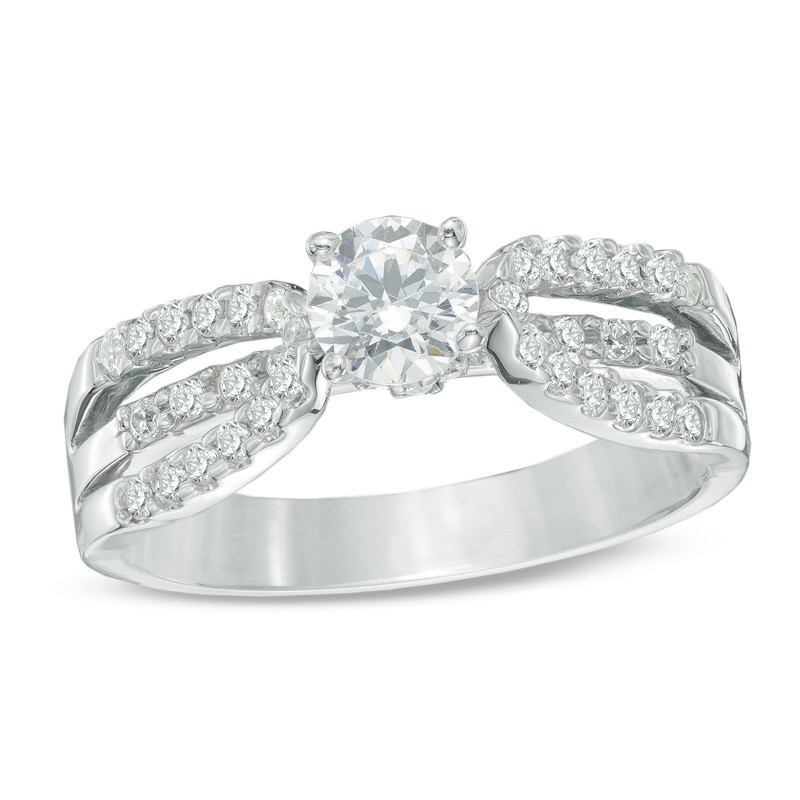 1.25 CT. T.W. Diamond Split Shank Engagement Ring in 14K White Gold|Peoples Jewellers