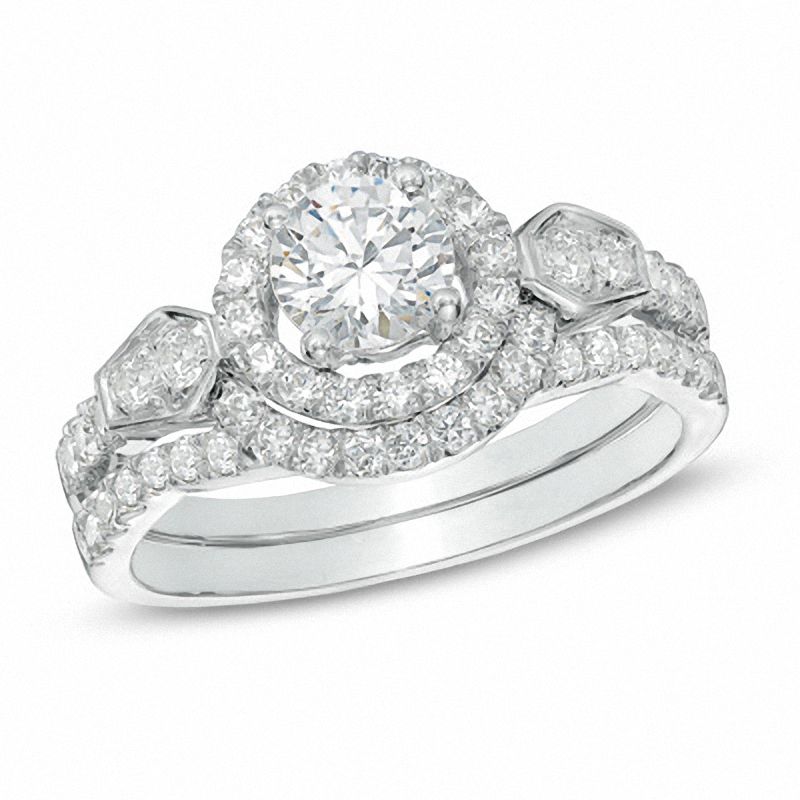 1.25 CT. T.W. Diamond Frame Bridal Set in 14K White Gold|Peoples Jewellers