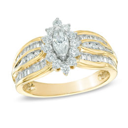 1.00 CT. T.W. Marquise Diamond Frame Engagement Ring in 10K Gold