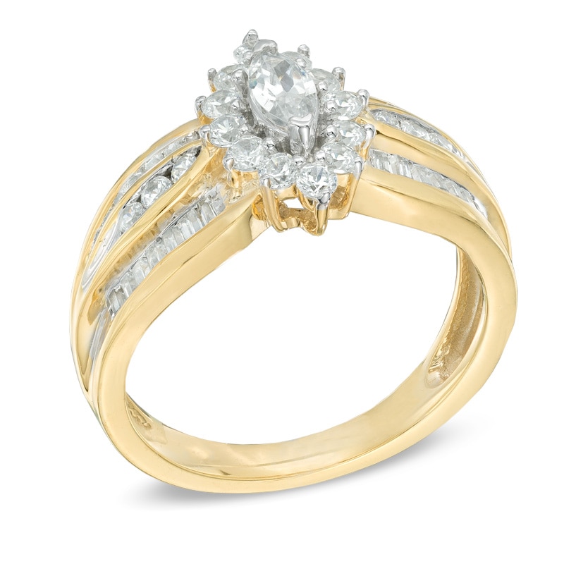 Main Image 2 of 1.00 CT. T.W. Marquise Diamond Frame Engagement Ring in 10K Gold