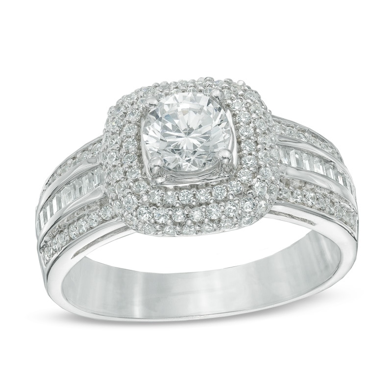 1.25 CT. T.W. Diamond Double Frame Engagement Ring in 14K White Gold|Peoples Jewellers