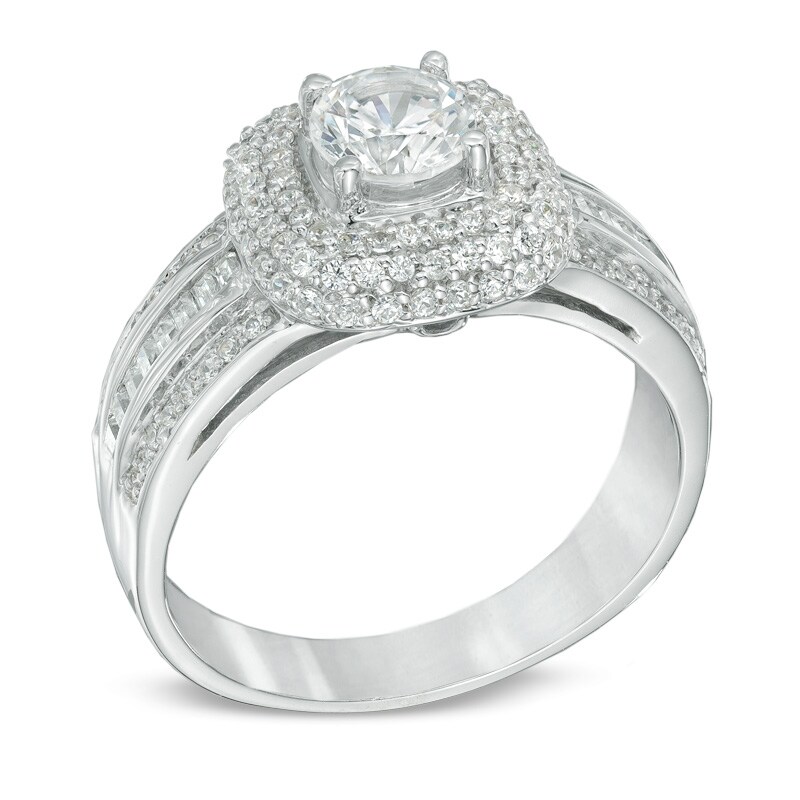 1.25 CT. T.W. Diamond Double Frame Engagement Ring in 14K White Gold