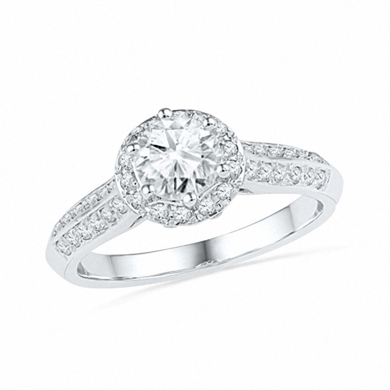 1.50 CT. T.W. Diamond Frame Double Row Engagement Ring in 14K White Gold|Peoples Jewellers