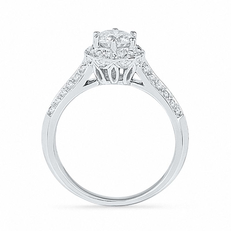 1.50 CT. T.W. Diamond Frame Double Row Engagement Ring in 14K White Gold