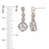 7.0mm Cushion-Cut Lab-Created White Sapphire Pendant and Earrings Set in Sterling Silver