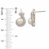 6.0-7.0mm Freshwater Cultured Pearl and Lab-Created White Sapphire Pendant and Earrings Set in Sterling Silver