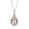 Pear-Shaped Morganite and 0.09 CT. T.W. Diamond Frame Pendant in 10K Rose Gold