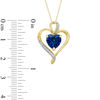 Thumbnail Image 1 of 8.0mm Lab-Created Blue and White Sapphire Heart Pendant in Sterling Silver with 14K Gold Plate