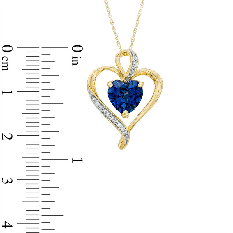8.0mm Lab-Created Blue and White Sapphire Heart Pendant in Sterling Silver with 14K Gold Plate