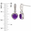 7.0mm Heart-Shaped Amethyst and Lab-Created White Sapphire Pendant and Earrings Set in Sterling Silver
