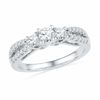 0.65 CT. T.W. Diamond Three Stone Split Shank Ring in 14K White Gold
