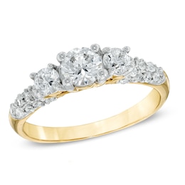 1.00 CT. T.W. Diamond Three Stone Engagement Ring in 14K Gold