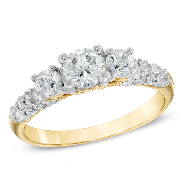 1.00 CT. T.W. Diamond Three Stone Engagement Ring in 14K Gold|Peoples Jewellers