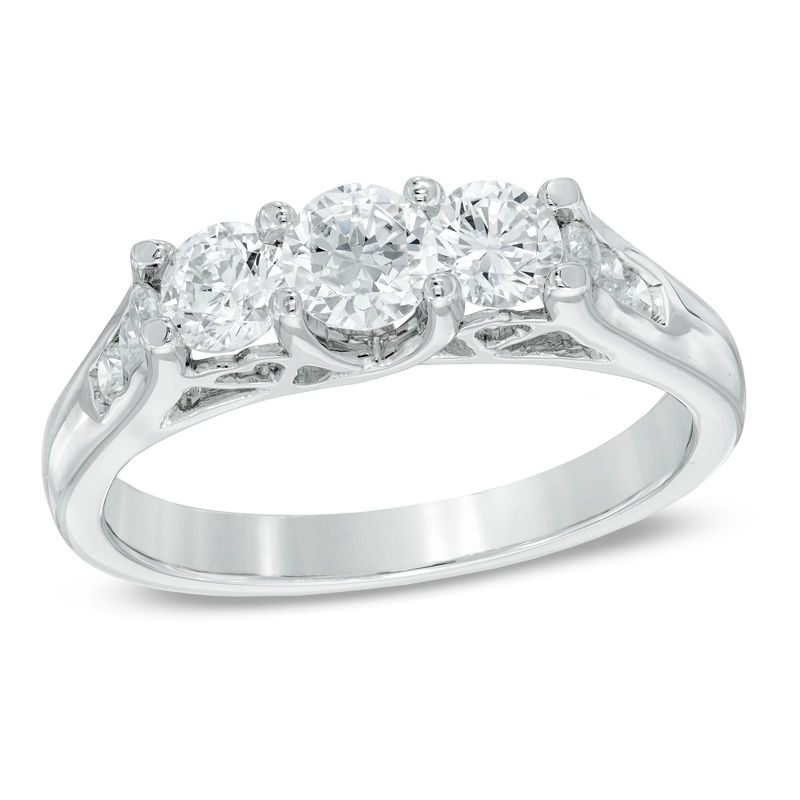 1.00 CT. T.W. Diamond Three Stone Engagement Ring in 10K White Gold|Peoples Jewellers