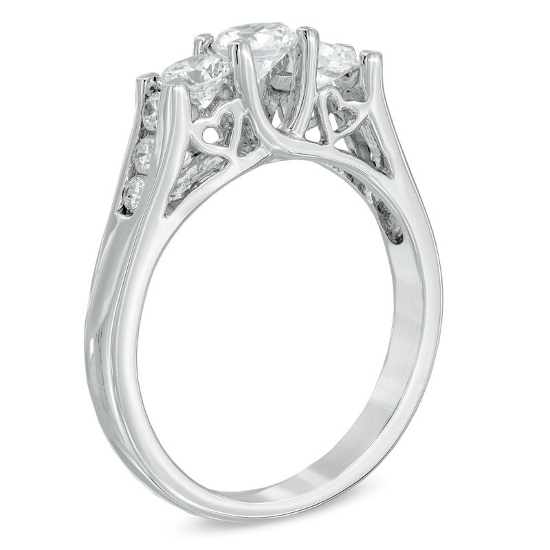 1.00 CT. T.W. Diamond Three Stone Engagement Ring 10K White Gold