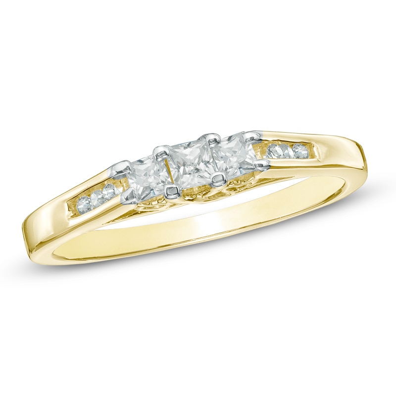 0.25 CT. T.W. Princess-Cut Diamond Three Stone Ring in 10K Gold|Peoples Jewellers