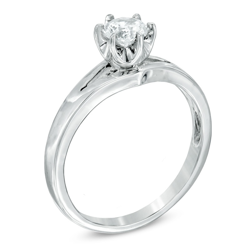 0.63 CT. Diamond Solitaire Split Shank Engagement Ring in 14K White Gold (I/I2)