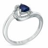 Thumbnail Image 1 of 5.0mm Sideways Heart-Shaped Lab-Created Blue Sapphire and Diamond Accent Ring in Sterling Silver