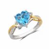 Thumbnail Image 2 of Heart-Shaped Blue Topaz and Lab-Created White Sapphire Pendant and Ring Set in Sterling Silver and 14K Gold Plate