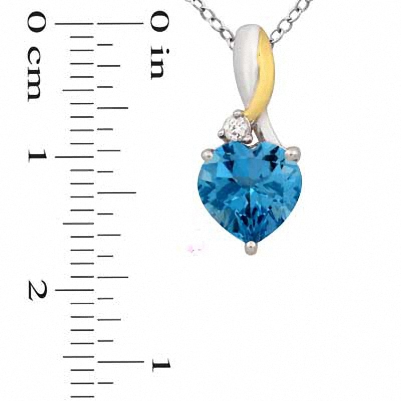 Main Image 3 of Heart-Shaped Blue Topaz and Lab-Created White Sapphire Pendant and Ring Set in Sterling Silver and 14K Gold Plate