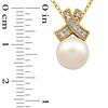 8.0-9.0mm Freshwater Cultured Pearl Pendant and Earrings Set in Sterling Silver and 14K Gold Plate