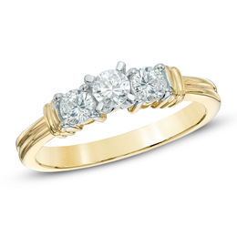 0.50 CT. T.W. Diamond Three Stone Collar Ring in 10K Gold