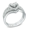 Thumbnail Image 2 of 0.87 CT. T.W. Diamond Cluster Heart Bridal Set in 10K White Gold