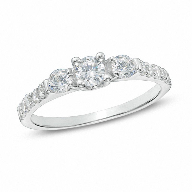 0.75 CT. T.W. Diamond Three Stone Engagement Ring in 10K White Gold|Peoples Jewellers