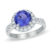 Thumbnail Image 0 of 8.0mm Tanzanite and 0.58 CT. T.W. Diamond Frame Ring in 14K White Gold